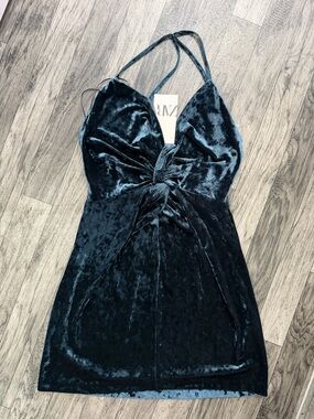 NWT Zara Velvet Twist-Front Top Deep Teal